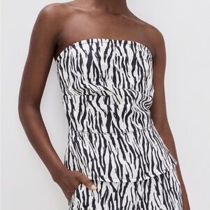 ROTATE denim zebra print top